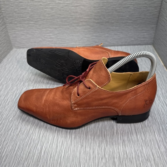 John Fluevog Brown Leather Oxford Heels Women's‎ Size 7 Portugal Artisan